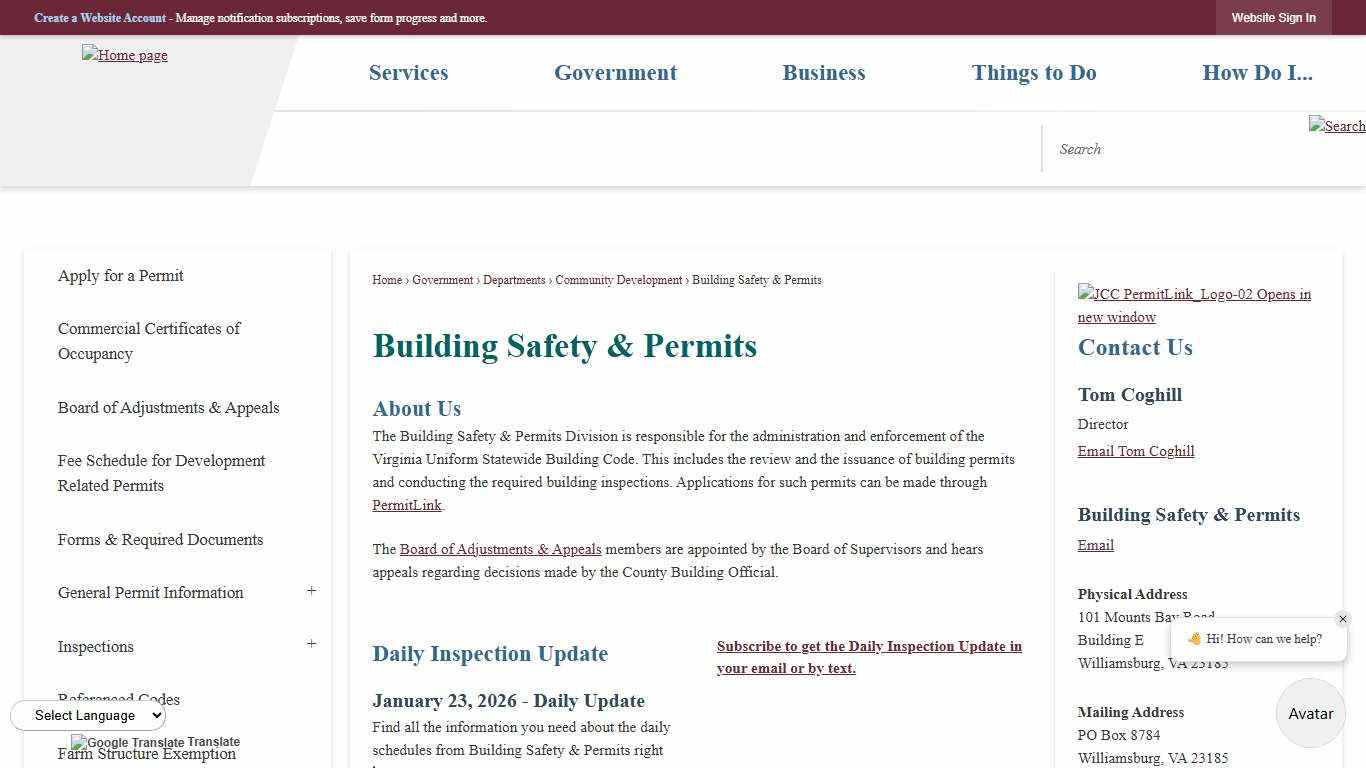 Building Safety & Permits James City County, VA