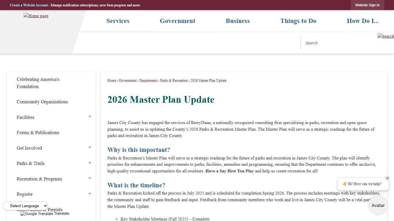 2026 Master Plan Update James City County, VA